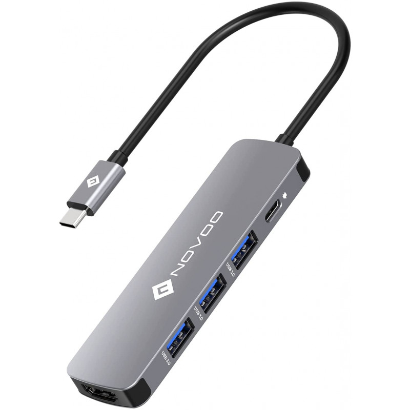 ADAPTATEUR USB-C EN ALUMINIUM NOVOO 5 EN 1